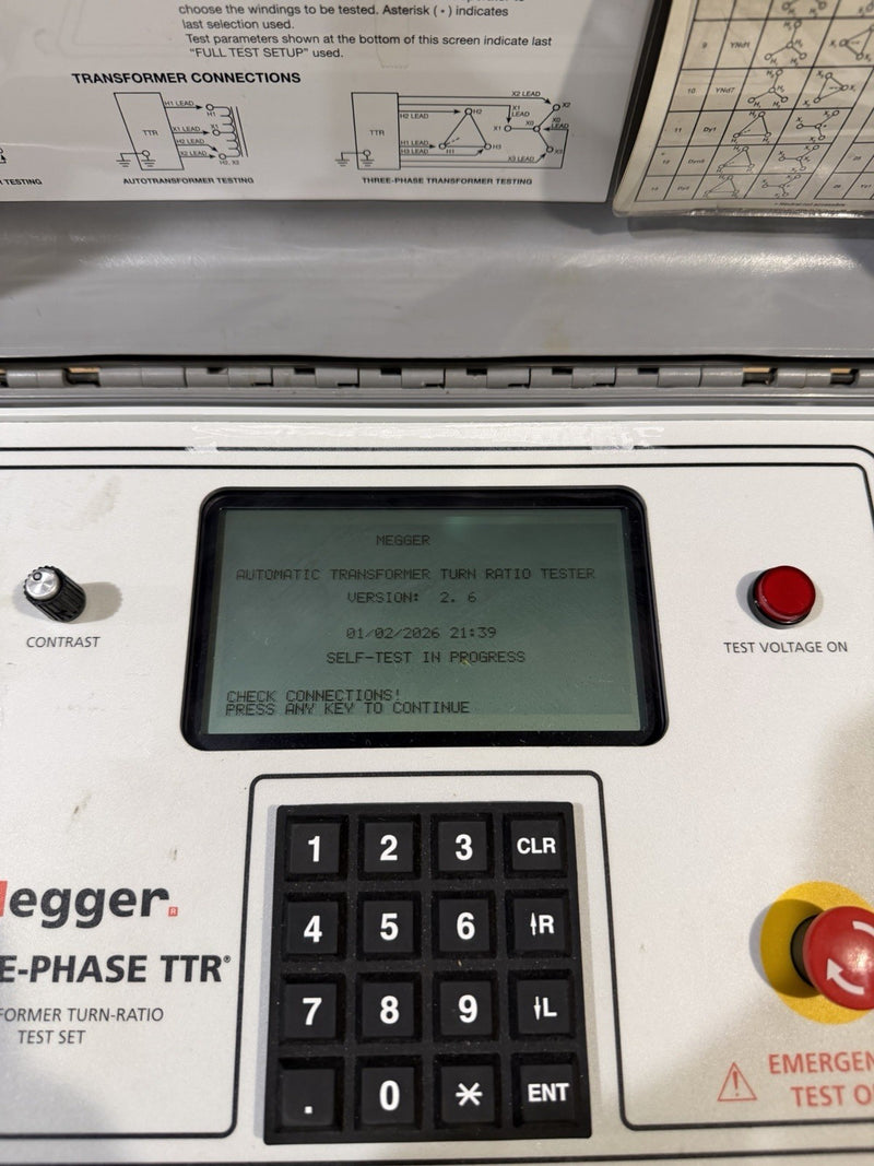 MEGGER THREE-PHASE TTR 550503 TRANSFORMER TURN-RATIO TESTER WITH LEADS TESTED
