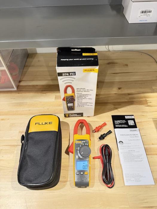 FLUKE 374 FC TRMS CLAMP METER WITH LEADS & CLIPS TESTED