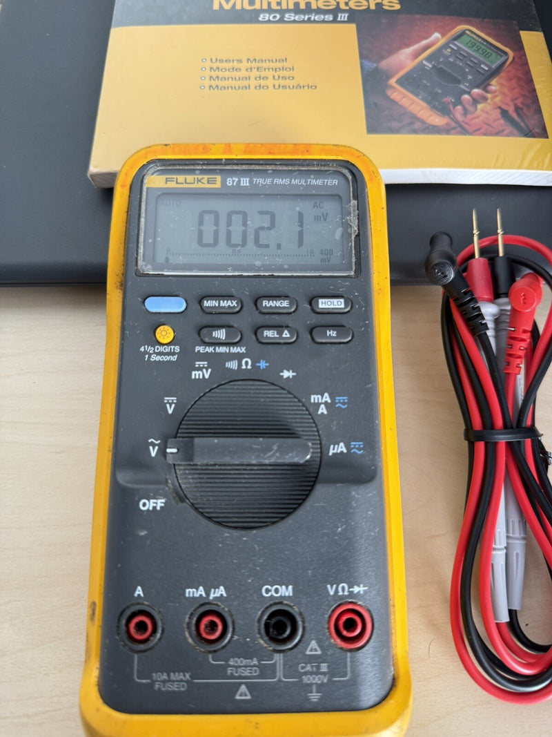 FLUKE 87 III TRUE RMS MULTIMETER WITH LEADS & MANUALS