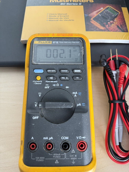 FLUKE 87 III TRUE RMS MULTIMETER WITH LEADS & MANUALS