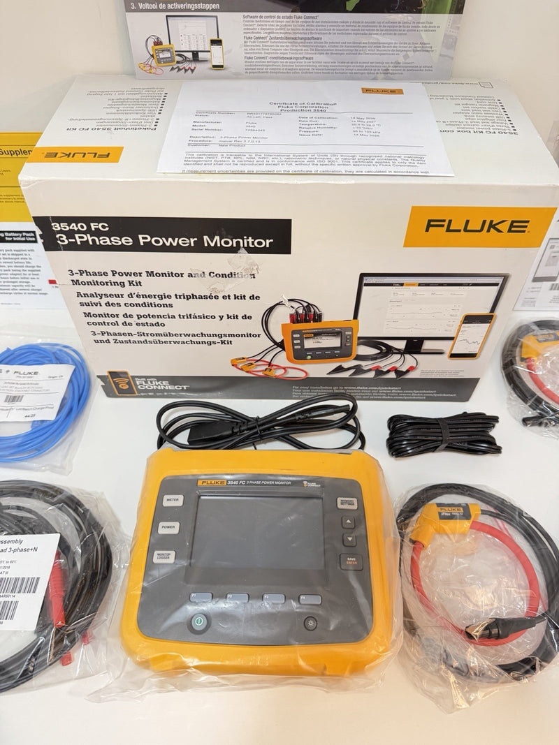 FLUKE 3540 FC 3-PHASE POWER MONITOR KIT (CALIBRATED 2027) FREE SHIPPING