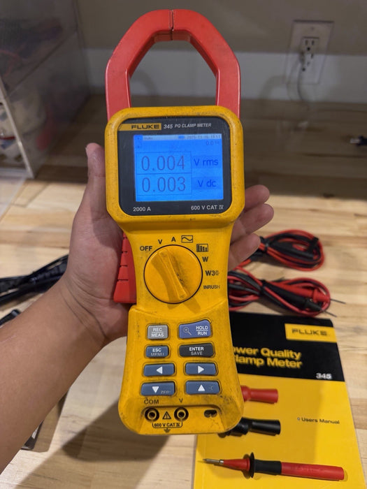 FLUKE 345 POWER QUALITY CLAMP METER W/LEADS & ACCESSORIES (TESTED) SHIPS FAST