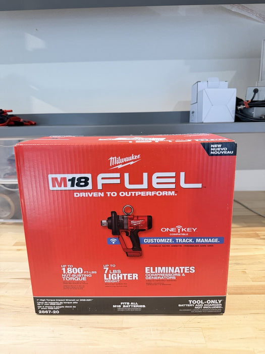 MILWAUKEE 2867-20 M18 FUEL 1" HIGH TORQUE IMPACT WRENCH W/ONE-KEY (NEW SEALED)
