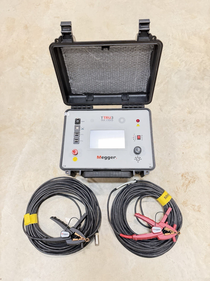 MEGGER TTRU3 PRO TRUE 3-PHASE TRANSFORMER TURNS RATIOMETER WITH CABLES TESTED