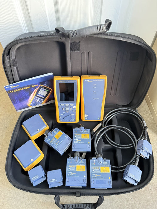 FLUKE NETWORKS DTX-1800 CABLE ANALYZER W/DTX-SFM2 DTX-MFM2 DTX-PLA002 (TESTED)