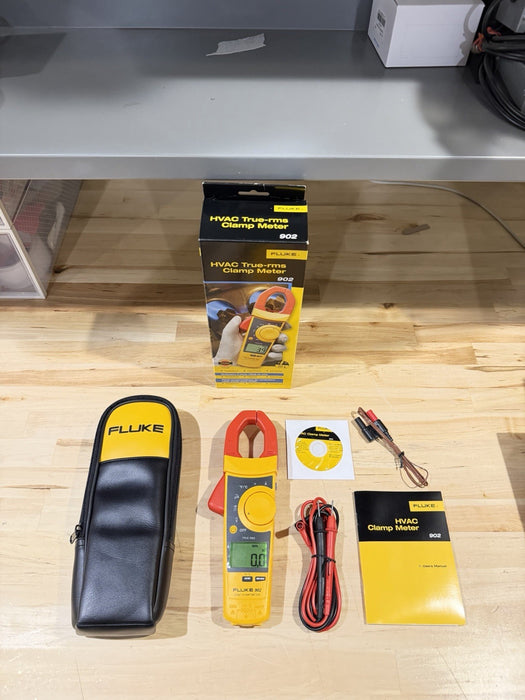 FLUKE 902 TRUE RMS HVAC CLAMP METER WITH CASE & LEADS RARE
