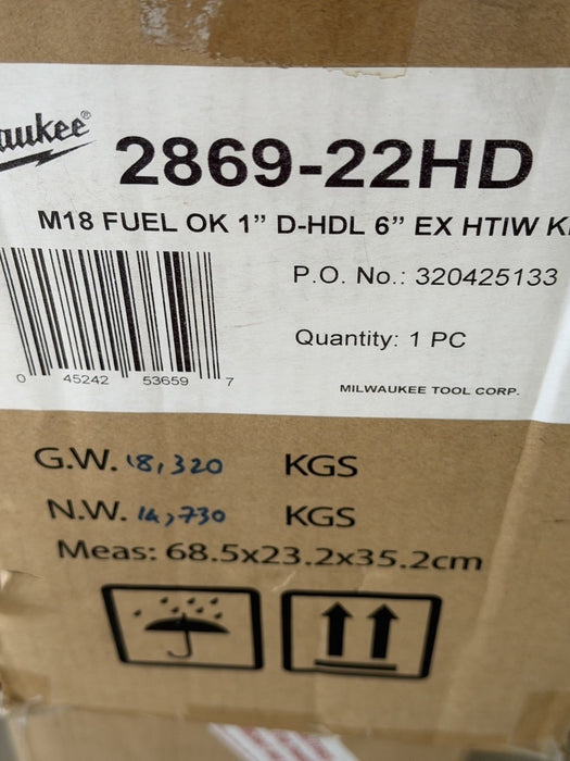 MILWAUKEE 2869-22HD M18 1" EXTENDED ANVIL CORDLESS IMPACT WRENCH KIT -NEW SEALED