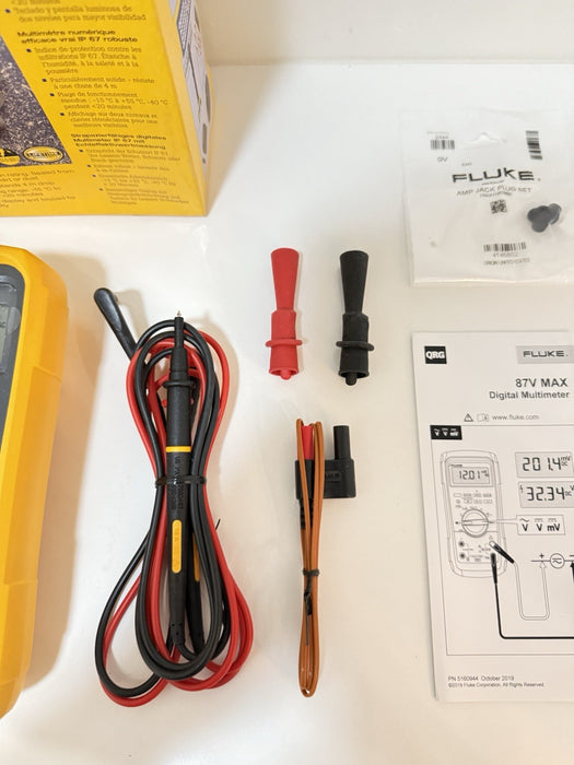 FLUKE 87V MAX TRUE RMS MULTIMETER WITH LEADS & CLIPS NEW SEALED