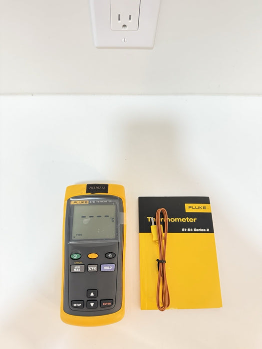 FLUKE 51 II SINGLE INPUT THERMOMETER W/ PROBE & MANUAL (TESTED) - SHIPS FAST