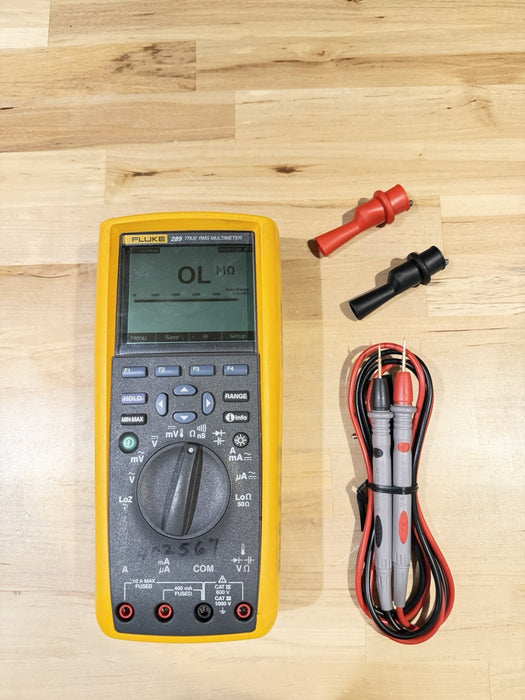 FLUKE 289 TRUE RMS ELECTRONIC LOGGING DIGITAL MULTIMETER W/ LEADS & CLIPS #8