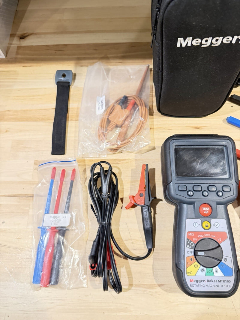 MEGGER MTR105 ROTATING MACHINE TESTER W/ ACCESSORIES (TESTED) FREE SHIPPING