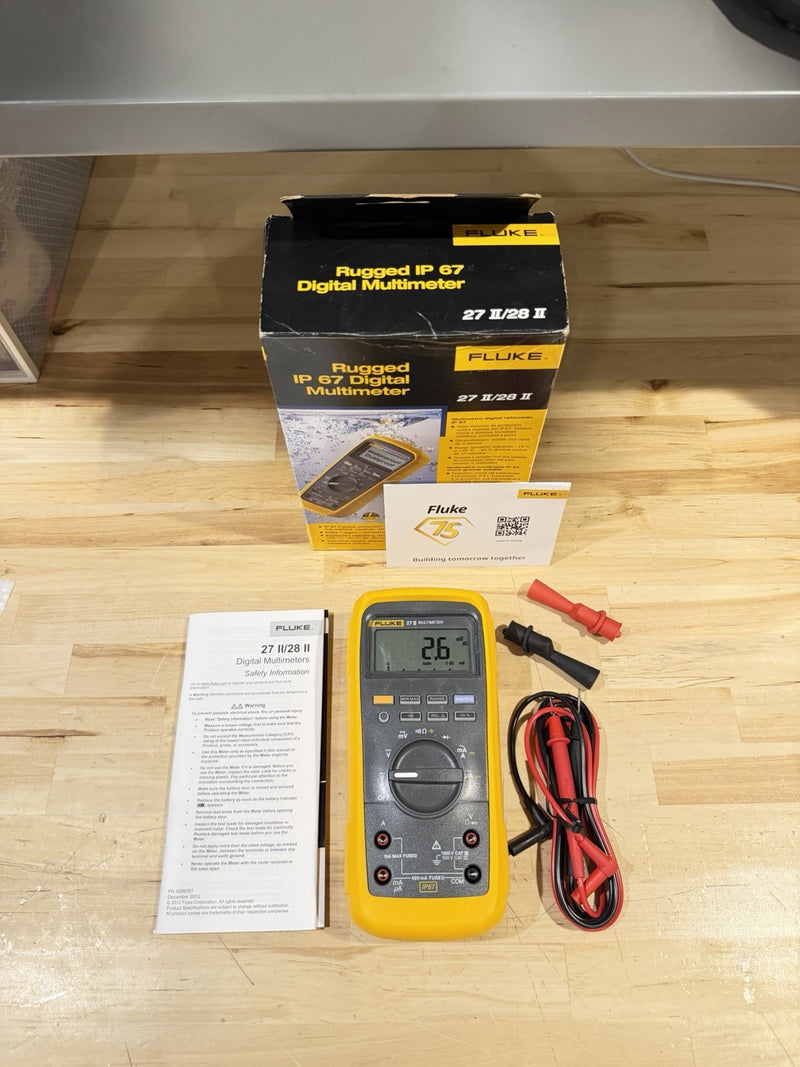 FLUKE 27 II TRUE RMS MULTIMETER CALIBRATED -SHIPS FAST (NEW SEALED)