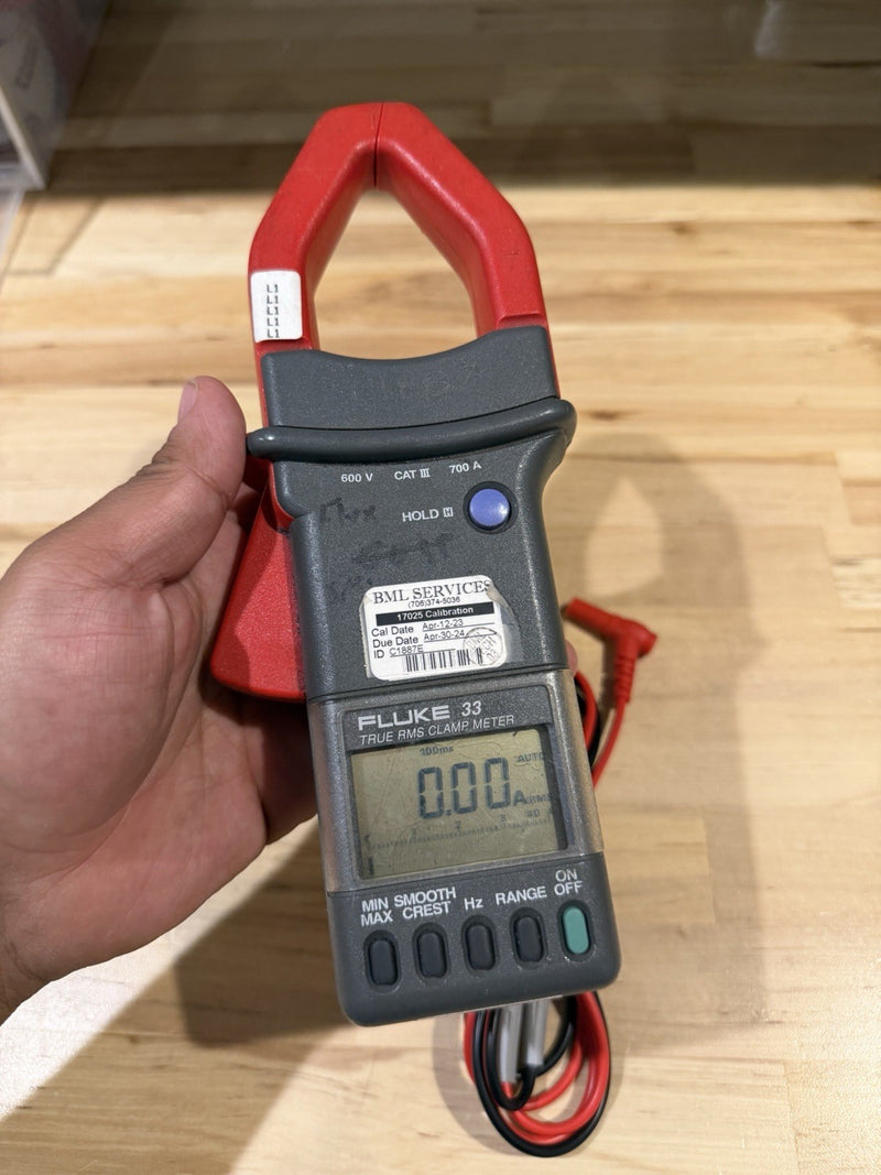 FLUKE 33 TRUE RMS CLAMPS METER WITH LEADS & CLIPS TESTED
