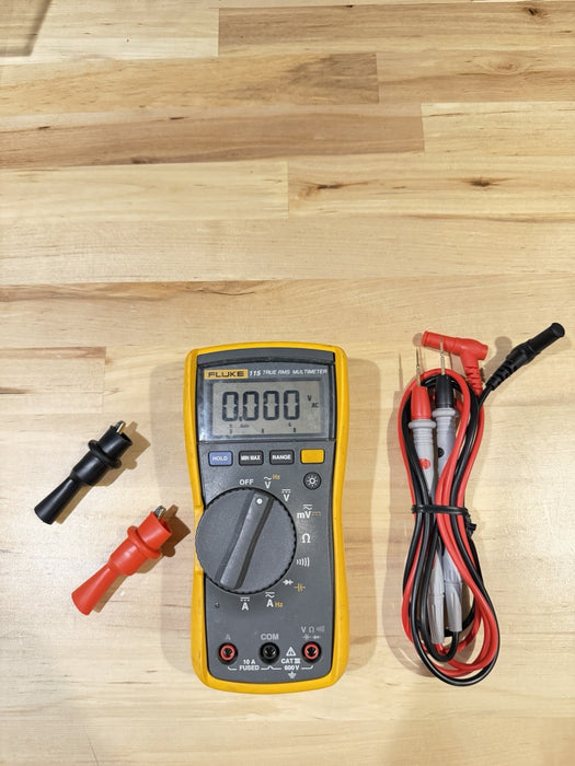 FLUKE 115 TRMS MULTIMETER W/ LEADS & CLIPS - SHIPS FAST