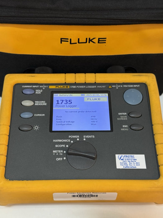 FLUKE 1735 THREE-PHASE POWER LOGGER WITH PROBES CASE CHARGER CALIBRATED 2024
