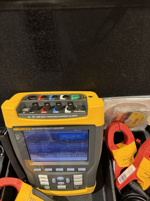 FLUKE 434 SERIES POWER QUALITY ANALYZER KIT W/ACCESSORIES - SHIPS FREE (TESTED)