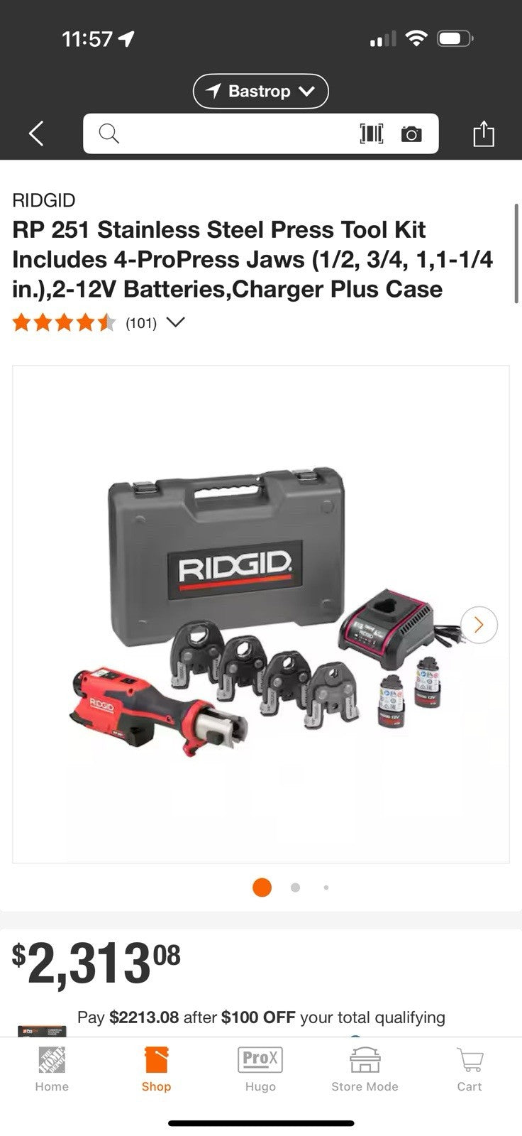RIDGID RP251 PRESSTOOL KIT WITH 1/2 3/4 1”1-1/4 IN JAWS