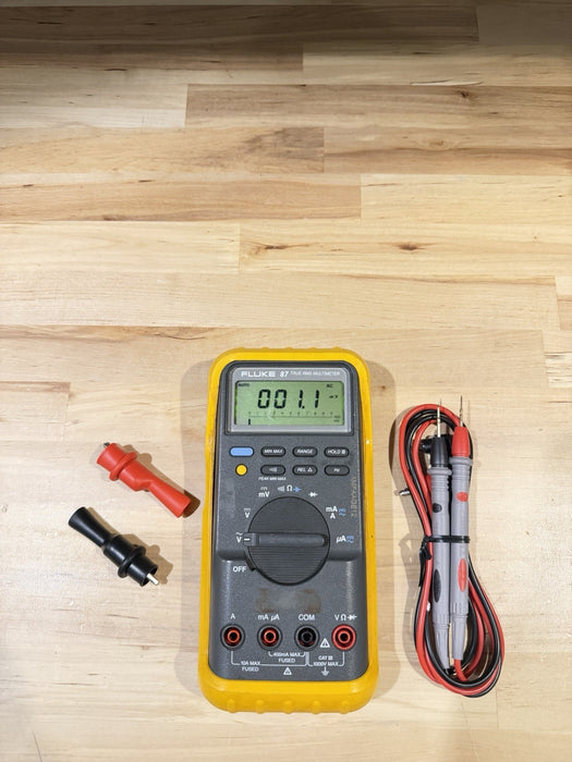 FLUKE 87 TRUE RMS MULTIMETER W/LEADS & CLIPS - SHIPS FAST