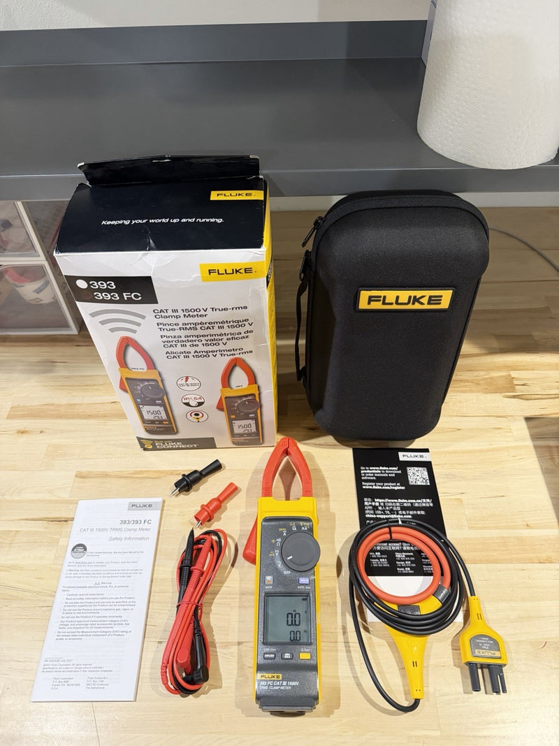 FLUKE 393 FC CAT III 1500V TRMS CLAMP METER WITH IFLEX PROBE & LEADS