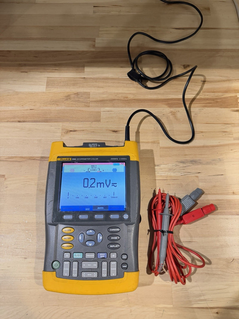 FLUKE 196C SCOPEMETER COLOR WITH LEADS 100MHZ 1GS/S TESTED