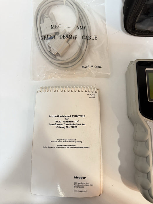 MEGGER TTR20 TRANSFORMER TURN-RATIO TEST SET WITH LEADS & BAG