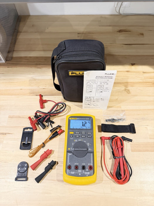 FLUKE 87V TRUE RMS MULTIMETER KIT W/ LEADS (TESTED) SHIPS FAST