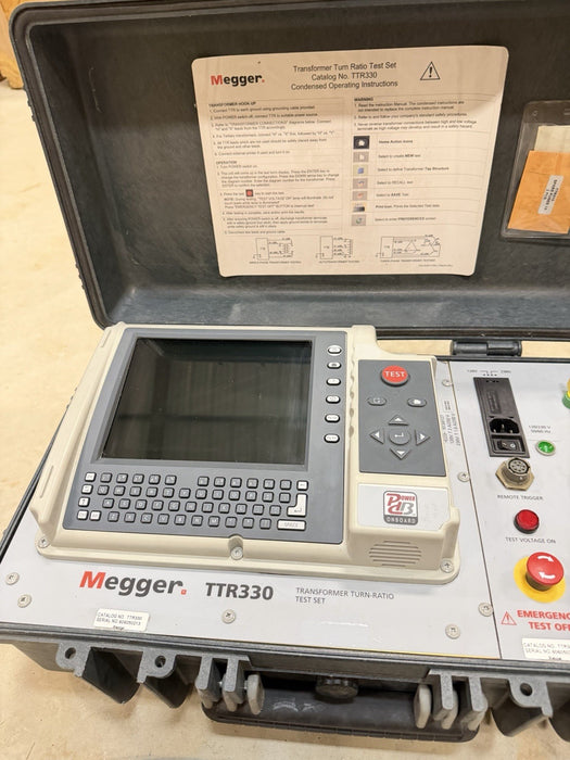 MEGGER TTR330 TRANSFORMER TURN-RATIO TEST SET W/ CABLES & BAG  (TESTED)