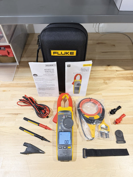 FLUKE 378 FC NON-CONTACR VOLTAGE CLAMP METER W/ LEADS & CASE - SHIPS FAST