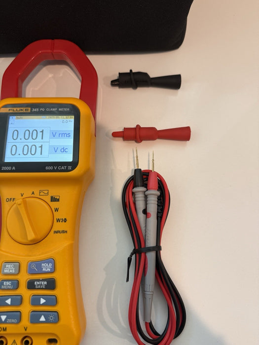 FLUKE 345 POWER QUALITY CLAMP METER W/LEADS & ACCESSORIES (TESTED) SHIPS FAST