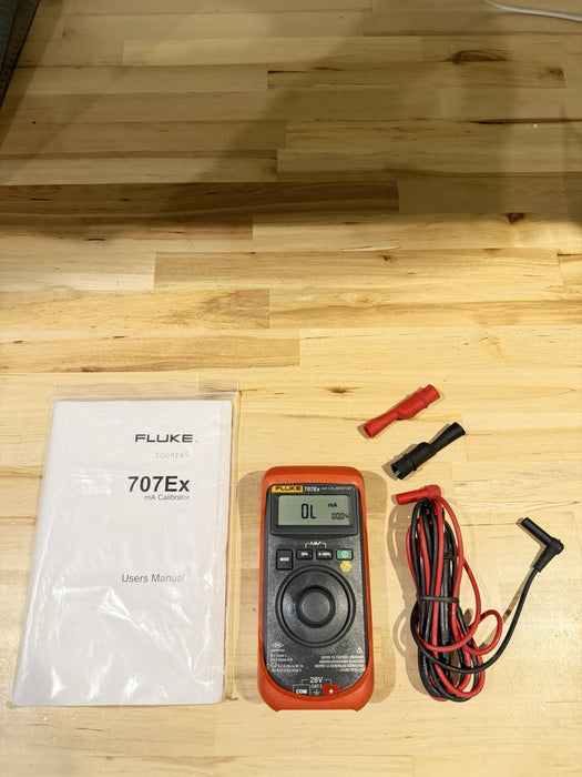 FLUKE 707EX MA CALIBRATOR W/ LEADS & MANUAL (TESTED) FREE SHIPPING