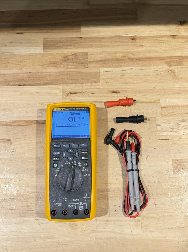 FLUKE 287 TRUE RMS ELECTRONIC LOGGING DIGITAL MULTIMETER W/ LEADS & CLIPS