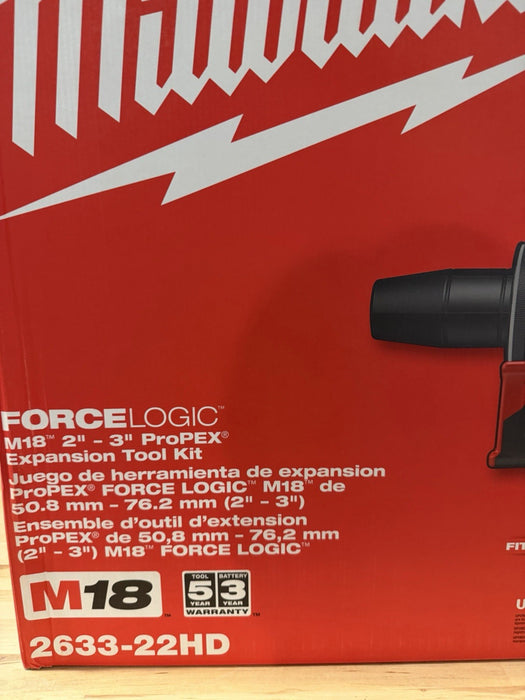 MILWAUKEE 2633-22HD M18 FORCE LOGIC™ 2”-3” PROPEX EXPANSION TOOL KIT -NEW SEALED