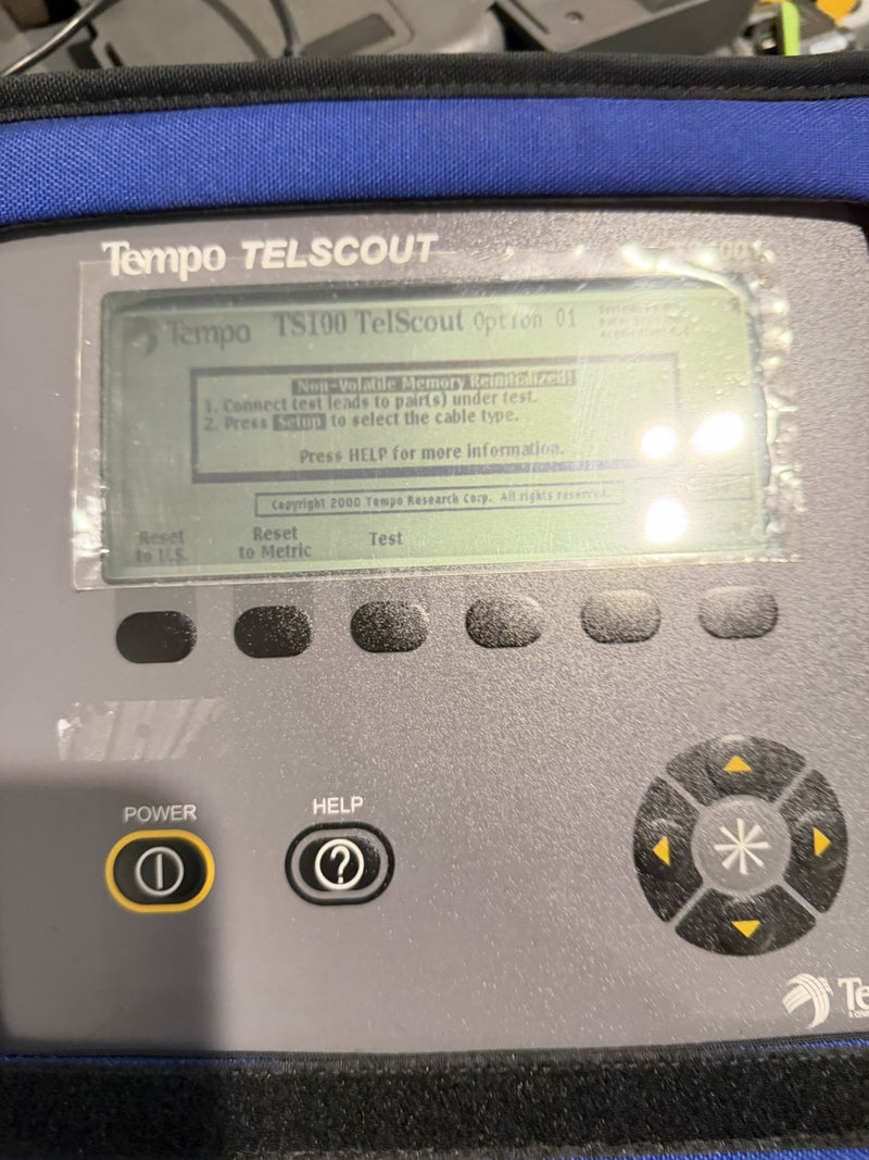 TEMPO TELSCOUT TS100 TDR REFLECTOMETER CABLE TESTER WITH LEADS & ACCESSORIES TESTED