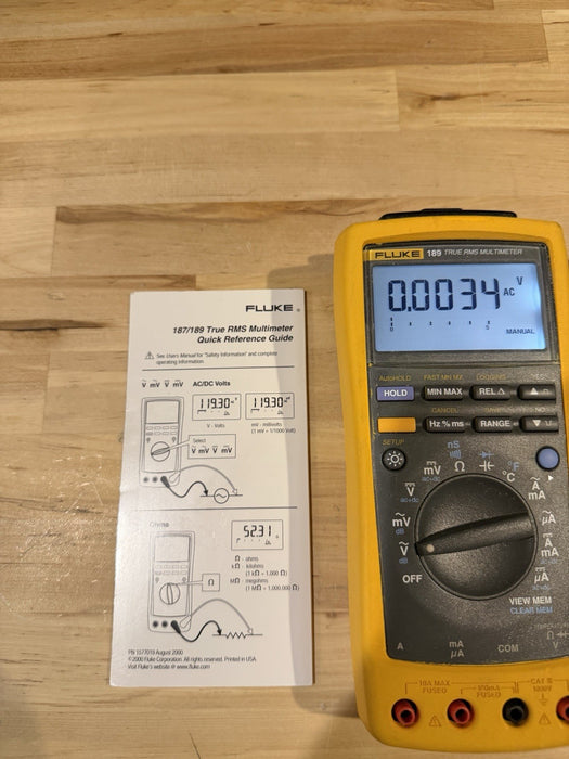 FLUKE 189 TRUE RMS MULTIMETER W/ LEADS & CLIPS (TESTED) SHIP FREE