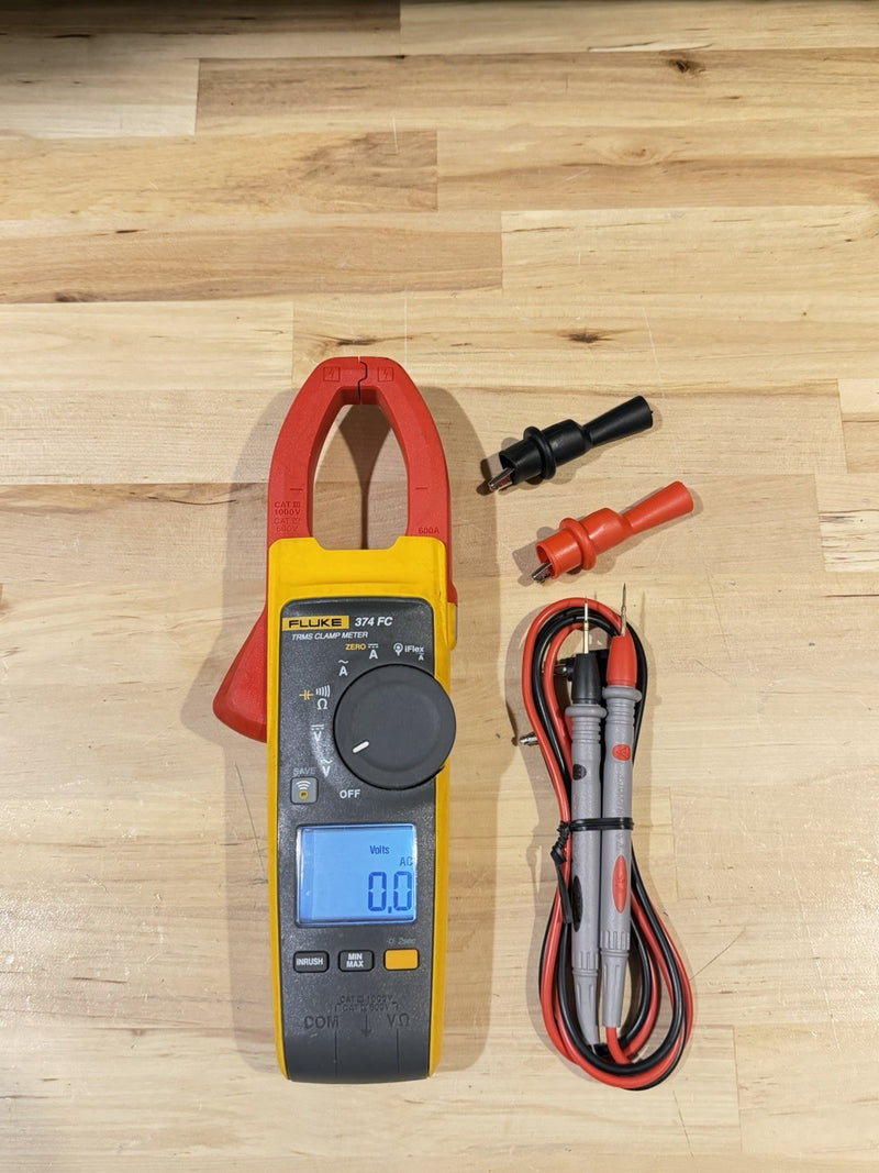 FLUKE 374 FC TRMS CLAMP METER WITH LEADS & CLIPS TESTED