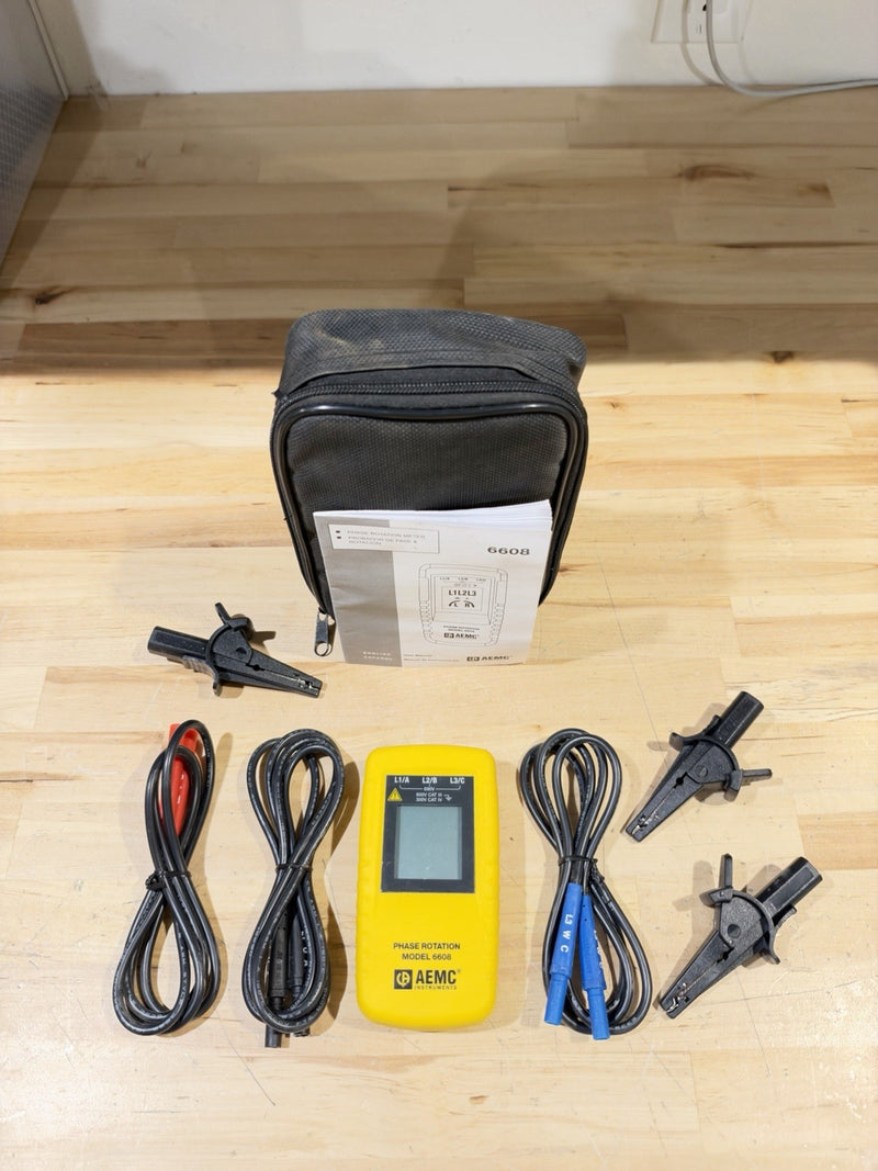 AEMC 6608 Phase Sequence Tester Digital, 40 to 850V AC, 15 Hz to 400 Hz, CAT III