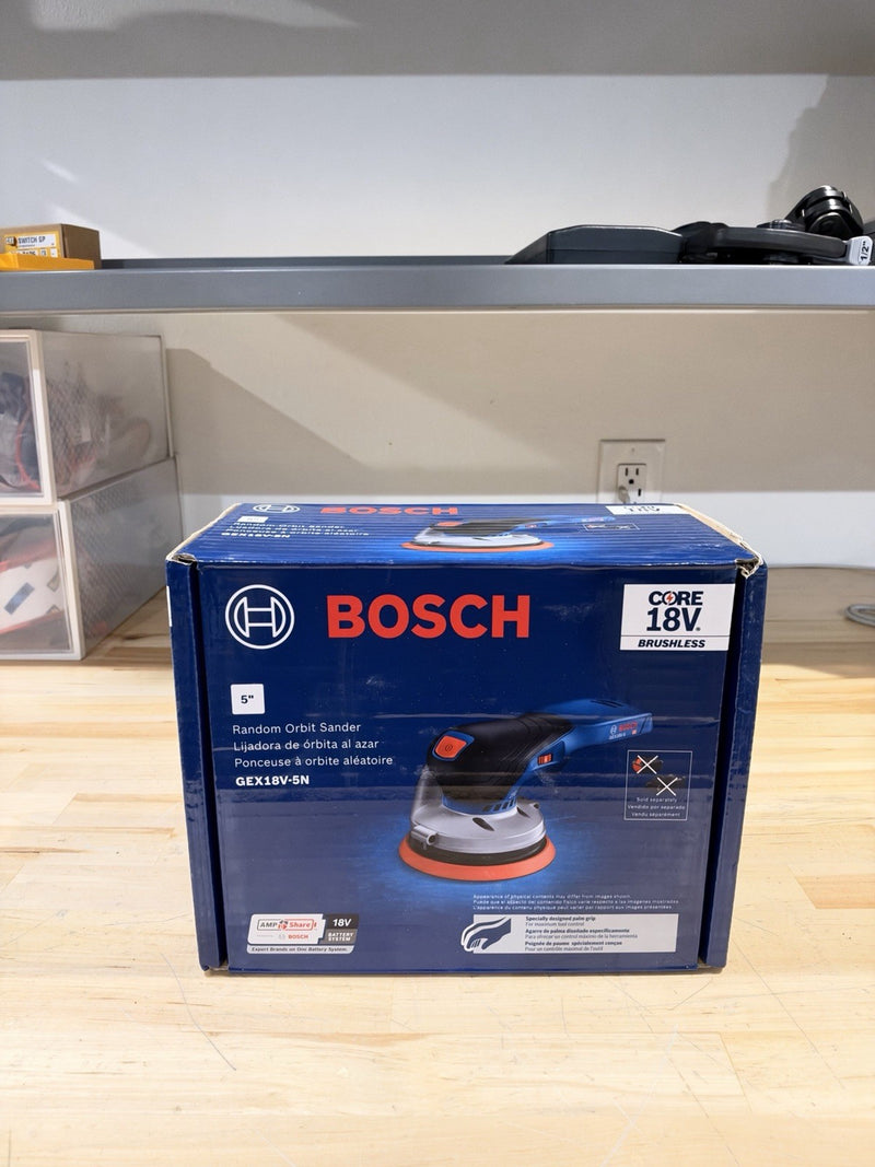 BOSCH 18V GEX18V-5N  5" ORBITAL SANDER VARIABLE SPEEL BL (TOOL ONLH) NEW IN BOX