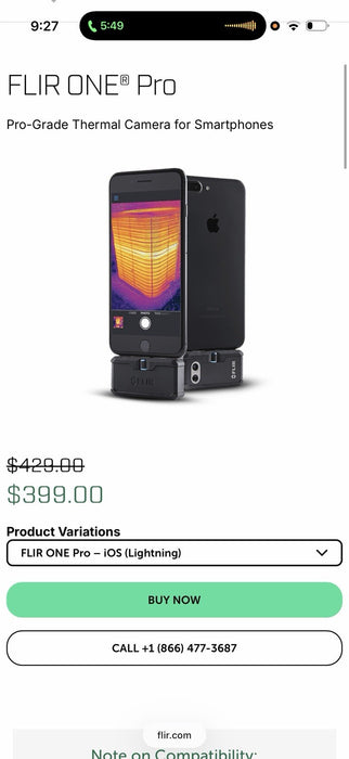 FLIR ONE PRO IOS LIGHTNING THERMAL IMAGING CAMERA (NEW FACTORY SEALED) MFD-2025