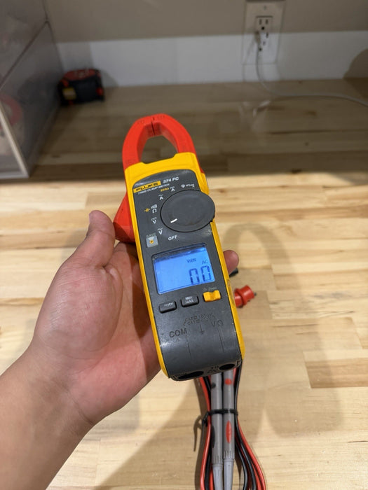 FLUKE 374 FC TRMS CLAMP METER W/ LEADS & CLIPS (TESTED) SHIPS FAST