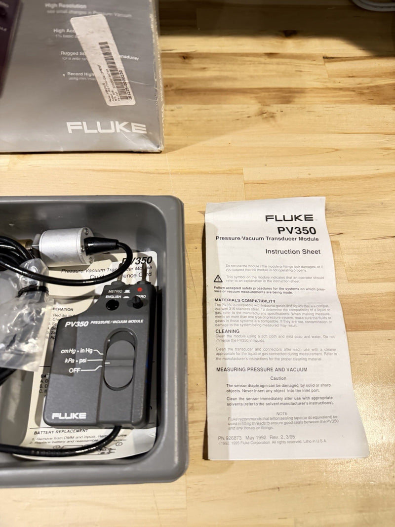 FLUKE PV350 PRESSURE VACUMM TRANSDUCER MODULE TESTED