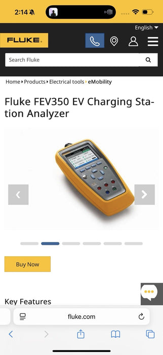 FLUKE FFEV350 EV CHARGING STATION TEST ANALYZER WITH ACCESSORIES