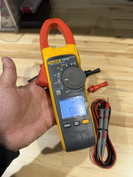 FLUKE 376FC WIRELESS TRUE RMS AC/DC CLAMP METER W/LEADS - SHIPS FAST