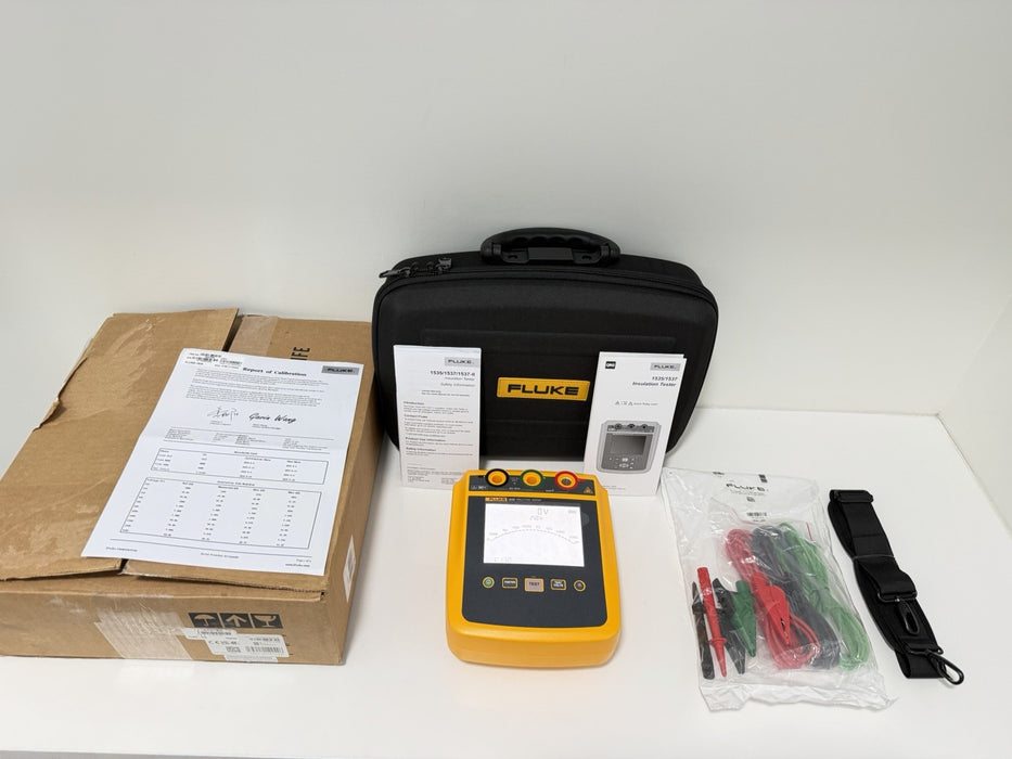 FLUKE 1535 MEGOHMMETER INSULATION TESTER W/ LEADS & CASE (CALIBRATED 2025) NEW