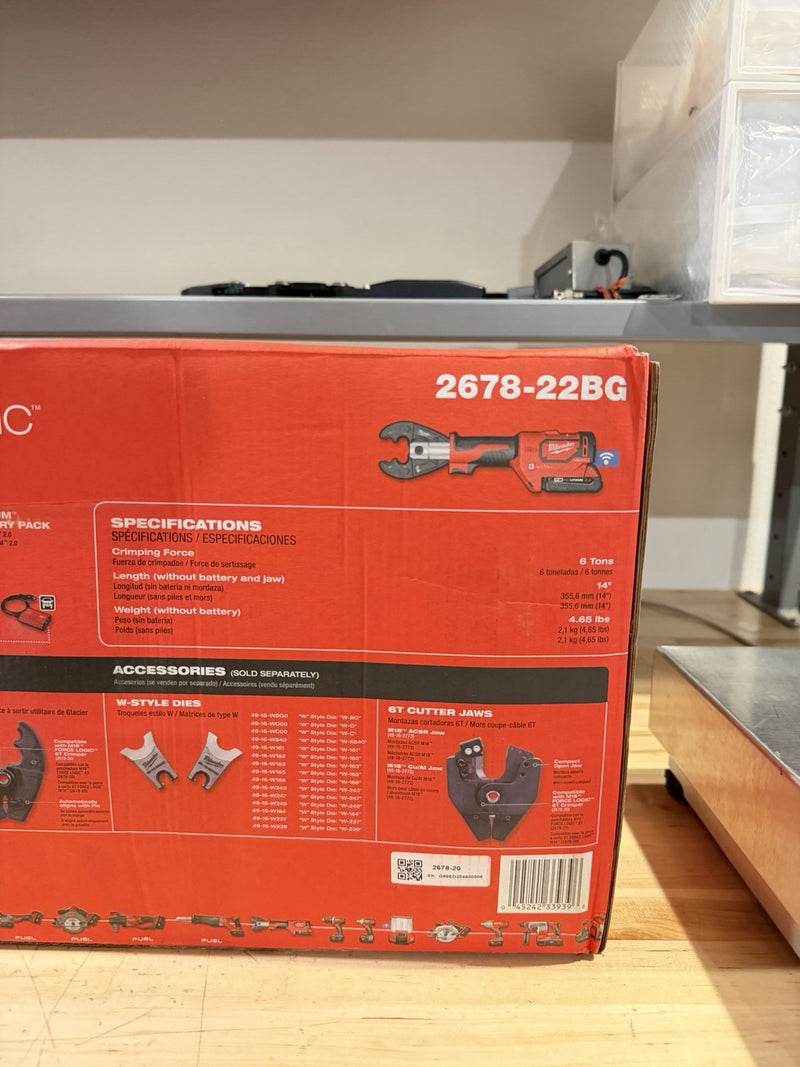 MILWAUKEE 2678-22BG FORCE LOGIC 6T UTILITY CRIMPER KIT W/ BG-D3 JAW (NEW SEALED)