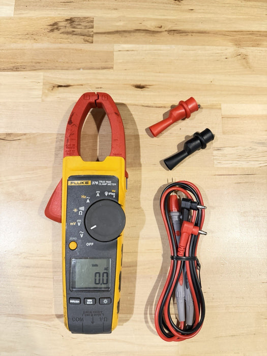 FLUKE 376 AC/DC TRUE RMS WIRELESS CLAMP METER WLEADS & CLIPS