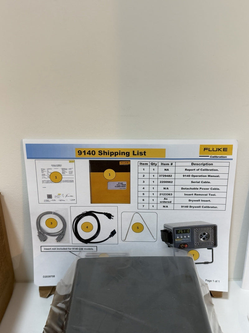FLUKE 9140-C-156 DRY-WELL CALIBRATOR KIT CAL DATE 20252026