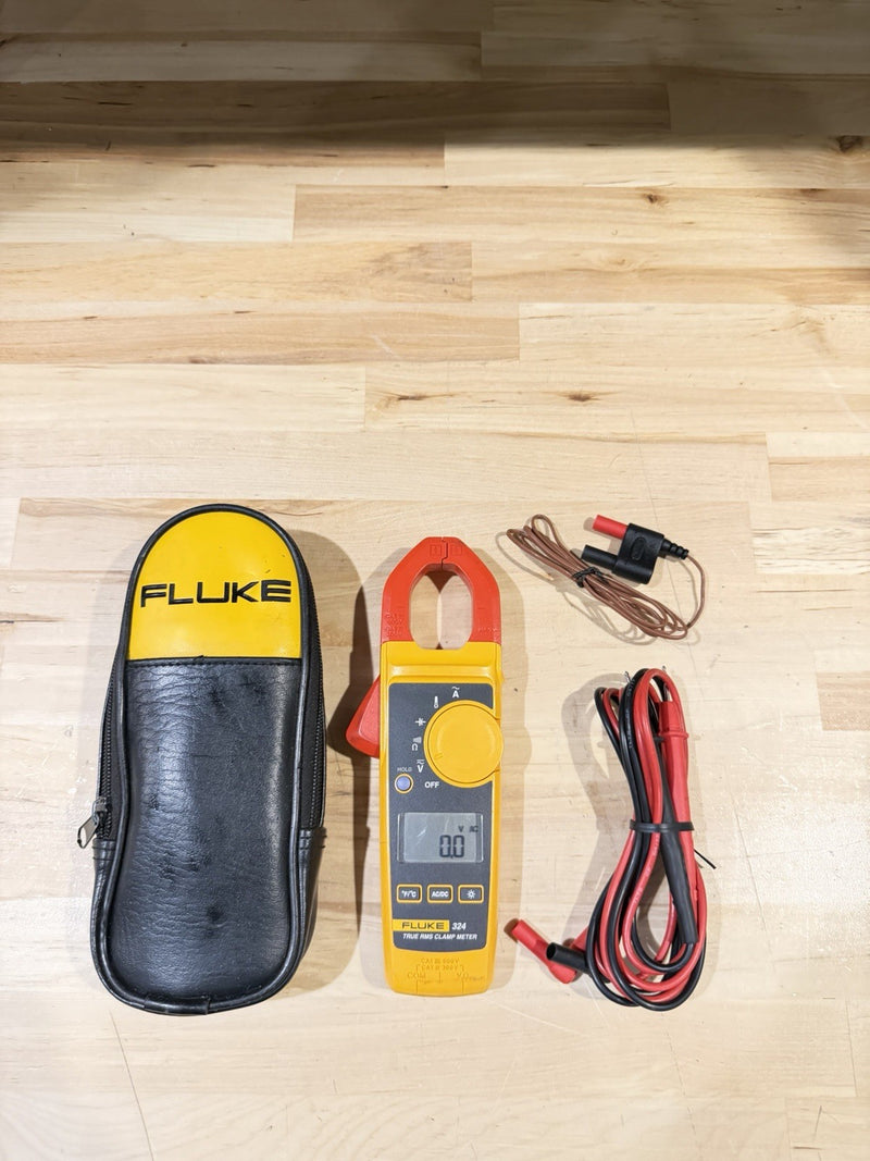 FLUKE 324 TRUE-RMS CLAMP METER WITH LEADS & CASE