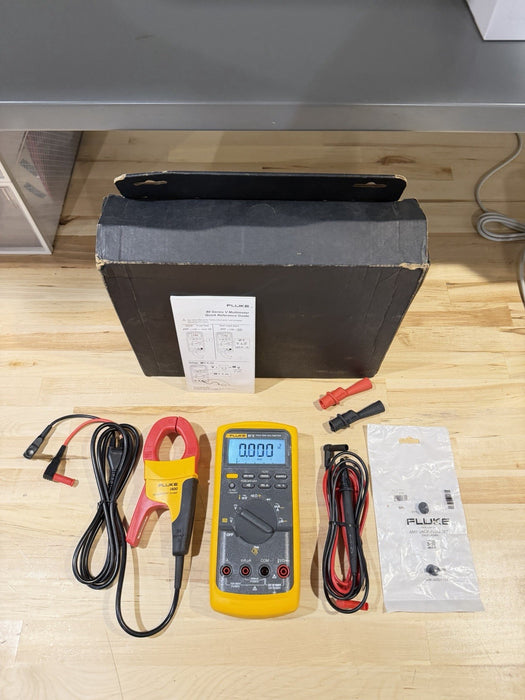 FLUKE 87V TRUE RMS MULTIMETER KIT W/ LEADS & I400 KIT (TESTED) SHIPS FAST