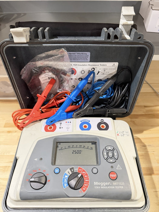 MEGGER MIT1525 15 KV HIGH VOLTAGE INSULATION RESISTANCE TESTER WITH CABLES - TESTED