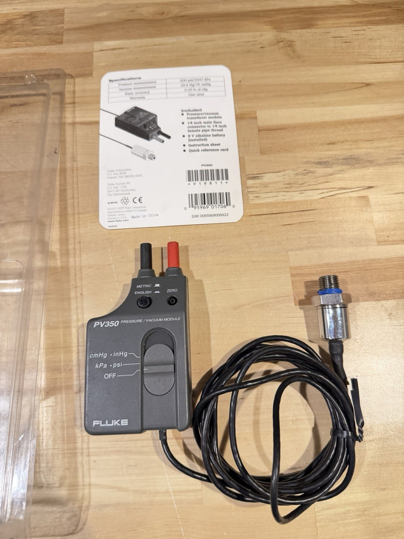 FLUKE PV350 PRESSURE VACUMM TRANSDUCER MODULE WITH BAG TESTED